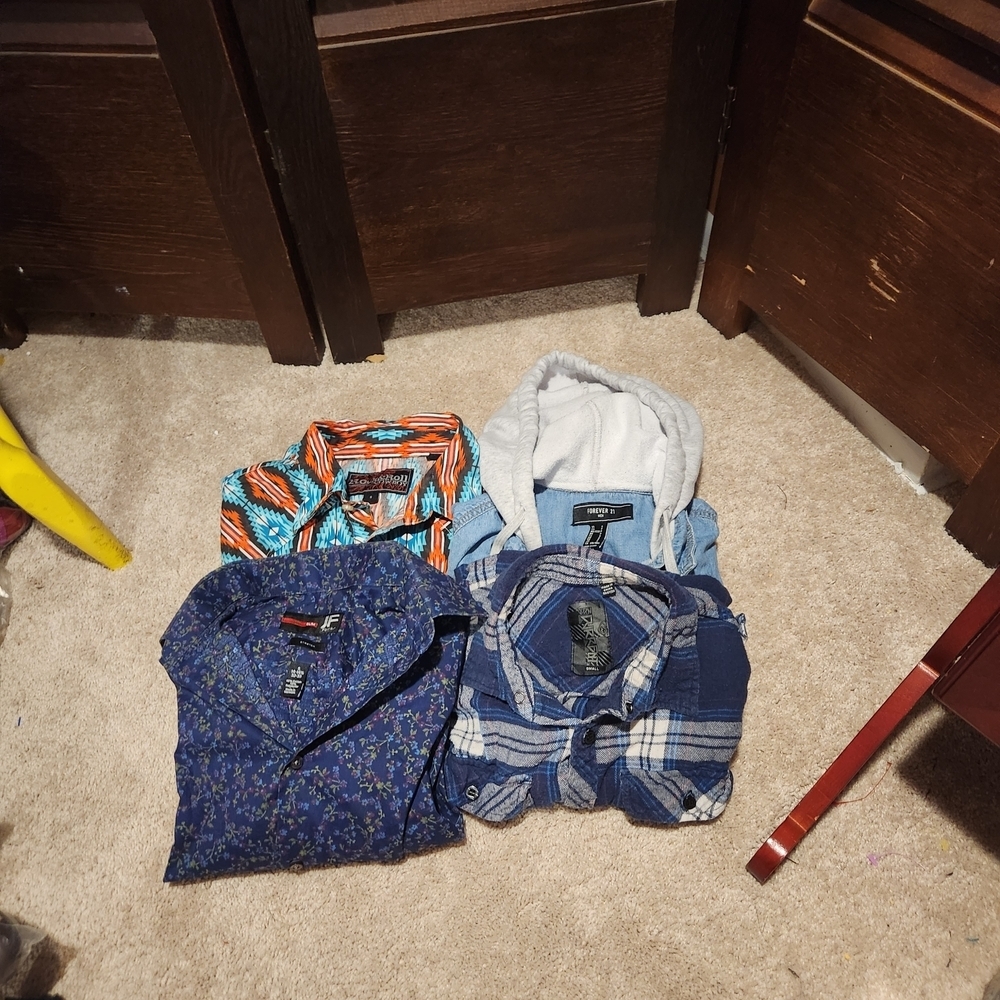 Men's Blues Button Down Shirt Bundle of 4